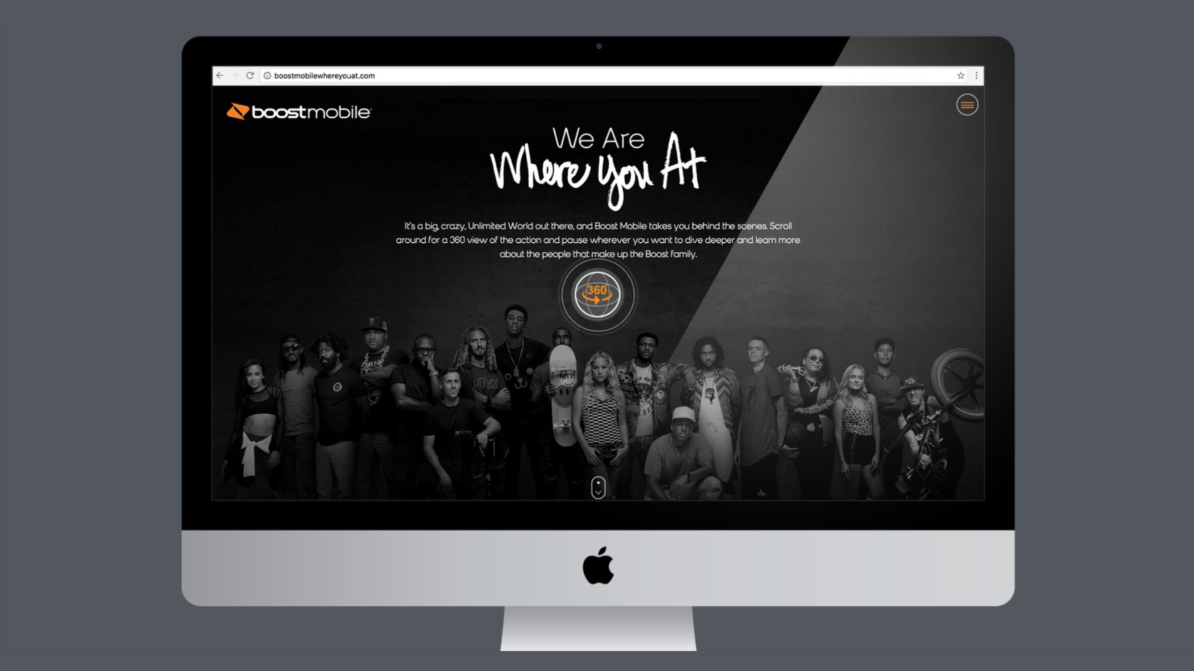 Boost Mobile We Are Where You At: the 360 browser experience with the full cast on the homepage