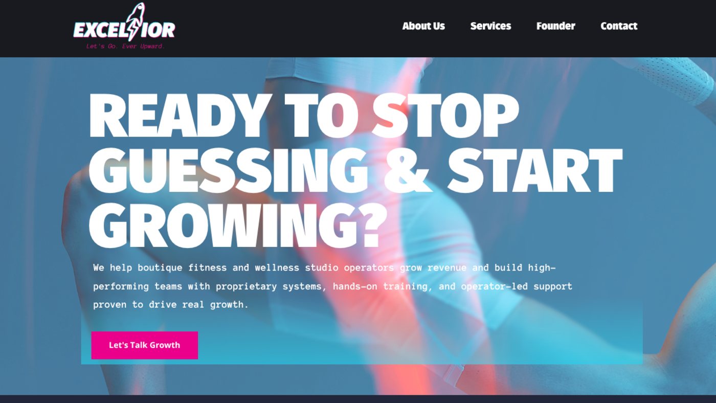 The Excelsior homepage above the fold