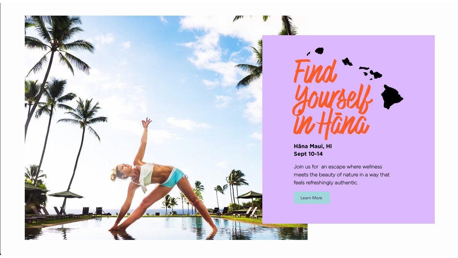 MindWell Retreats website: the Find Yourself in Hana retreat page with dates and booking