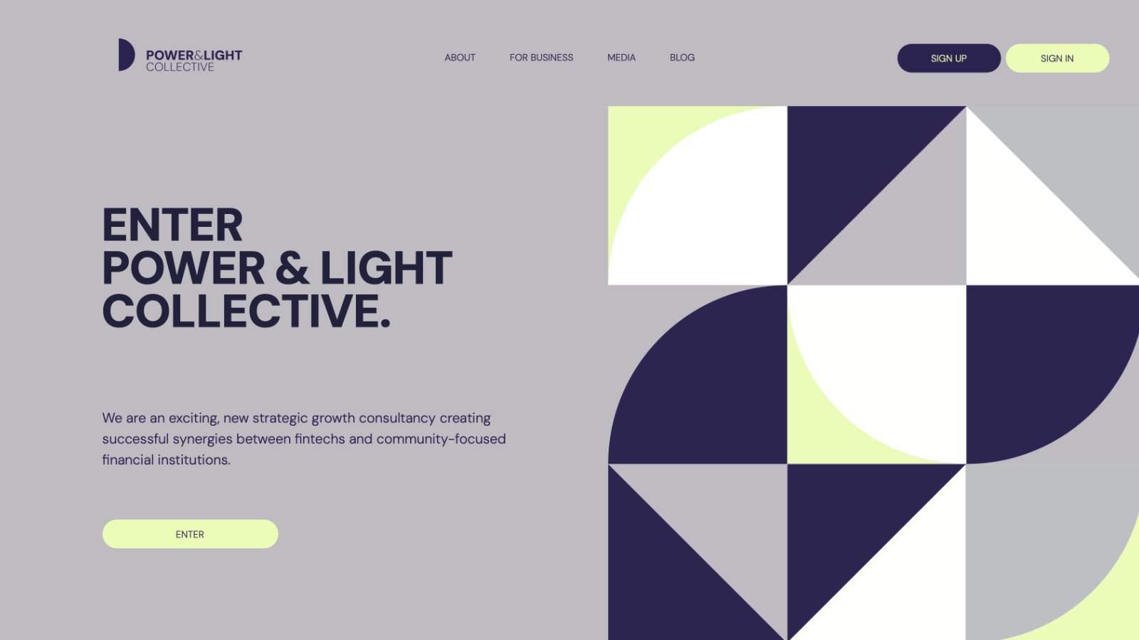 The Power & Light Collaborative site, above the fold